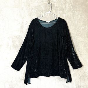 KLEEN Tunic Top Womens XL Teal Green Lagenlook Velvet 3/4 Sleeve Whimsigoth
